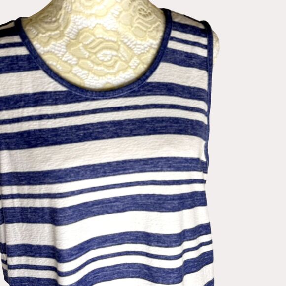 Matty M Midi Dress Knit Coastal Stripe Blue Sleeveless L bv - Picture 3 of 6